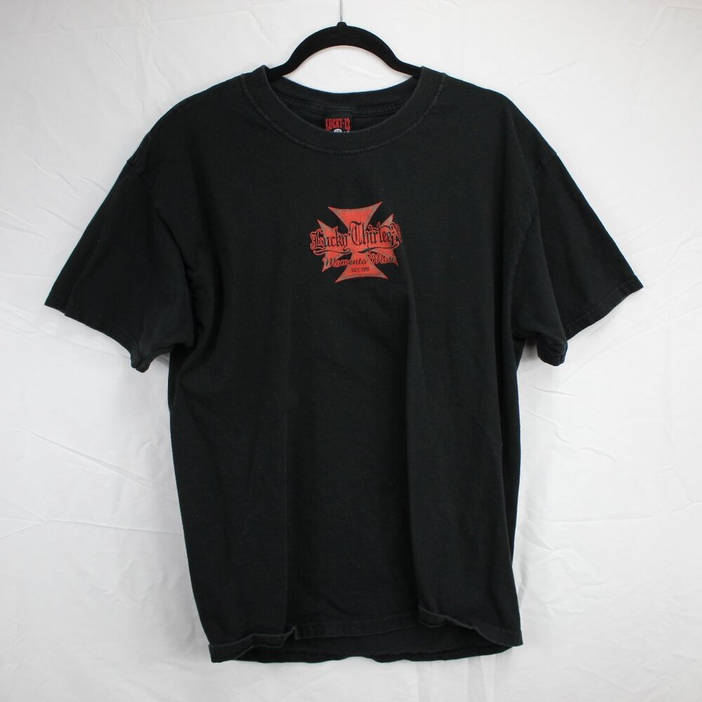 Lucky 13 Men's Black T-Shirt "Momento Mori" Size Large